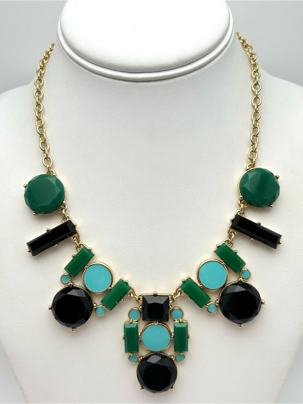 Kate Spade Green and Black Mod Jeweled Necklace